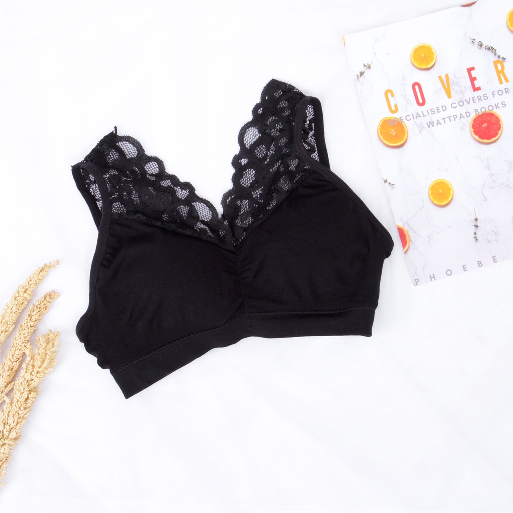 Pakaian Dalam Bra Wanita Tanpa Kawat Bahan Halus bralette Elastis Sexy dengan Busa IMPOR renda SBR02