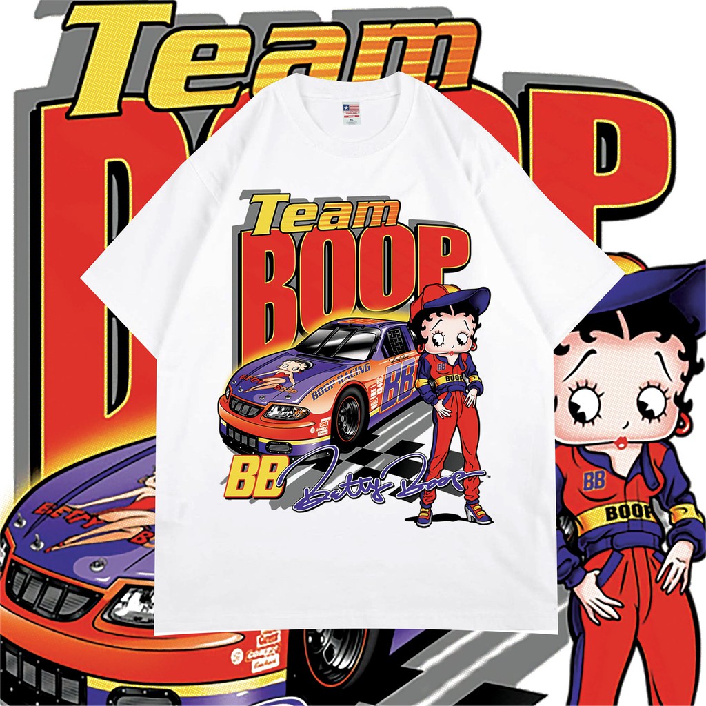 BETTY BOOP WHITE NASCAR VINTAGE TEE BOOTLEG - PREMIUM KAOS