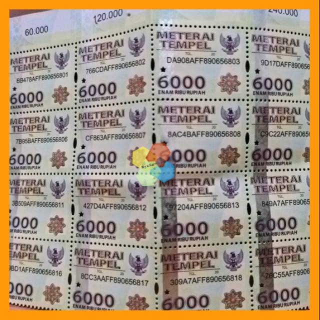 Materai tempel 6000 perangko stamp