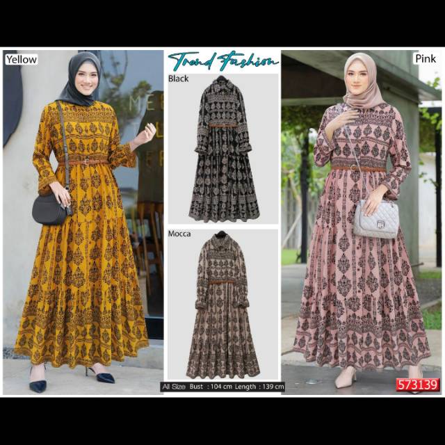 Maxi Extu Etnik Motif Keong + Belt Bahan Wolfis (573139)
