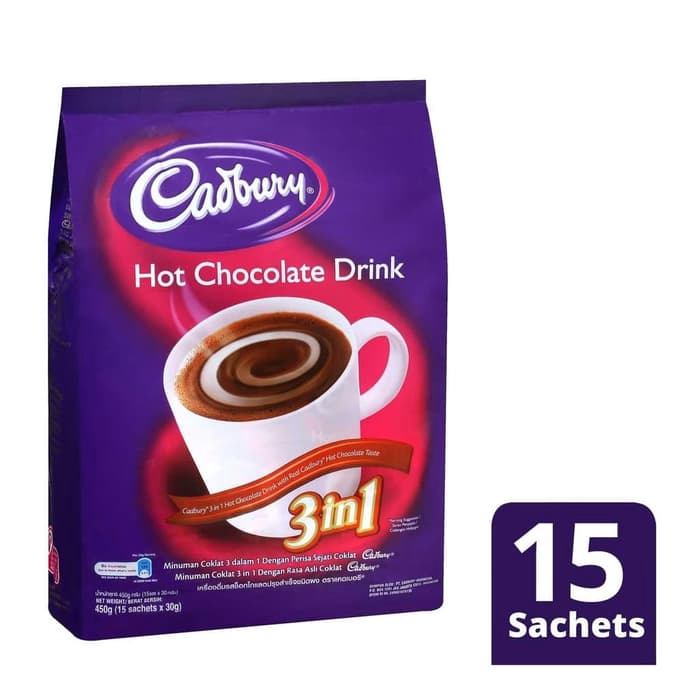 

Cadbury Hot Chocolate Drink 3in1 Bag 450gr DAPAT 2 - minuman cokelat