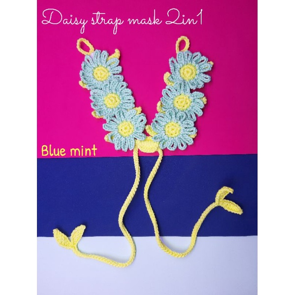 Strap Masker Rajut 2in1 Bunga Daisy Konektor Masker