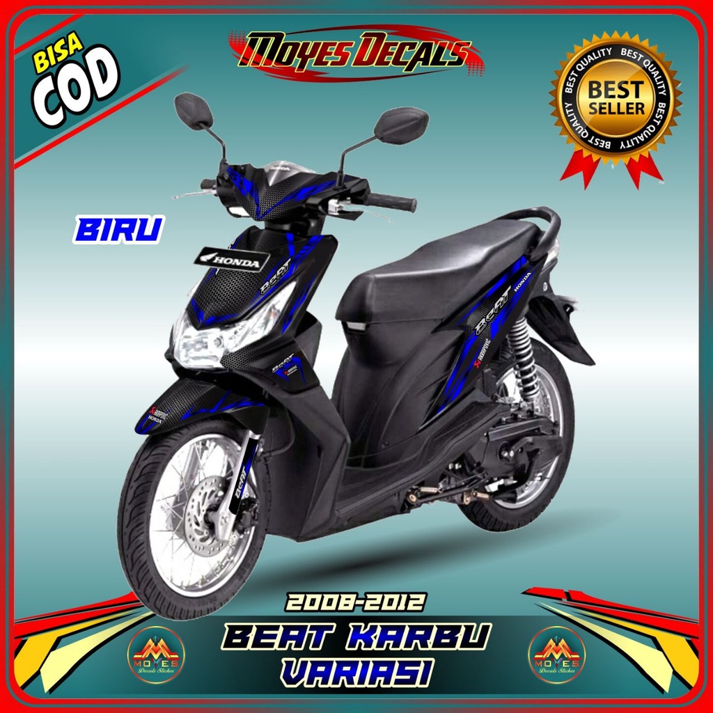 Decal Stiker Beat Karbu Pola Line SRider Biru Sticker Decal Body Honda Beat Karbu