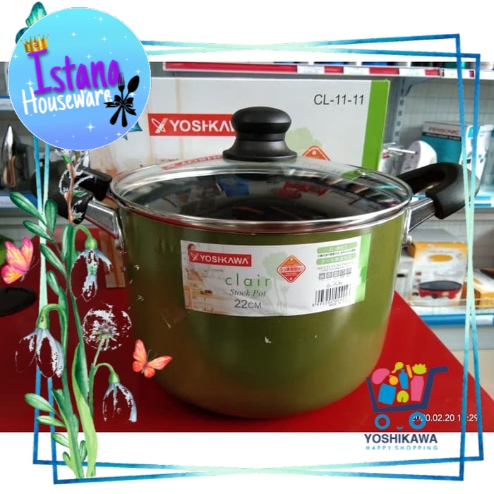 YOSHIKAWA PANCI TEFLON TEPLON ANTI LENGKET TUTUP KACA 22CM CL1111