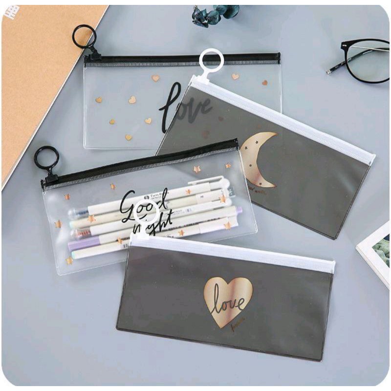 

Tempat Pensil Zip Tansparan / Organizer Bag / Tempat Alat Tulis / Stationary