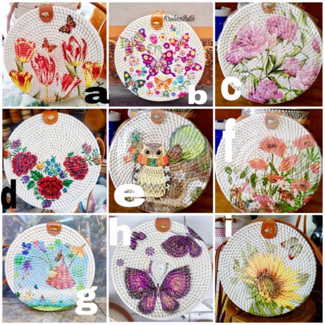 Sale Tas Rotan Decoupage Motif Terbaru Tersedia Diameter 15cm, 18cm, 20cm E6GzR6TkdgeKk