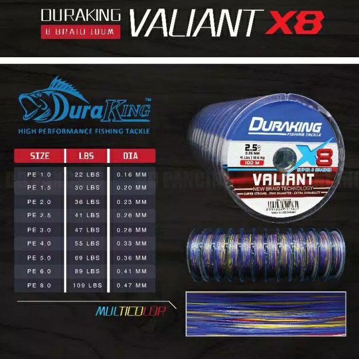 PE. DURAKING VALIANT X8 (Color MULTICOLOR) 100m Conecting