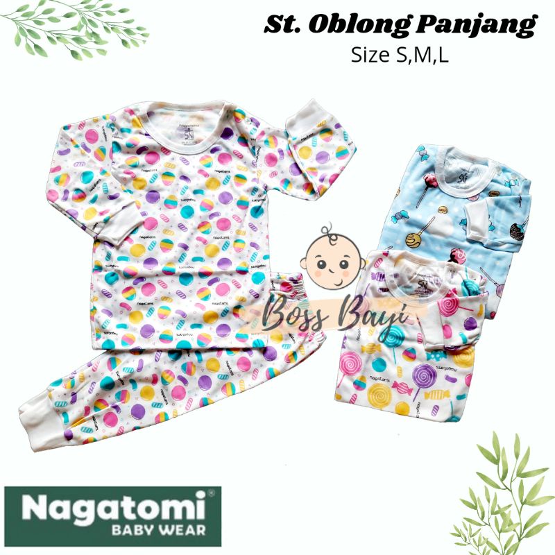 Setelan Piyama Bayi Anak Oblong Panjang Kancing Pundak Nagatomi SML