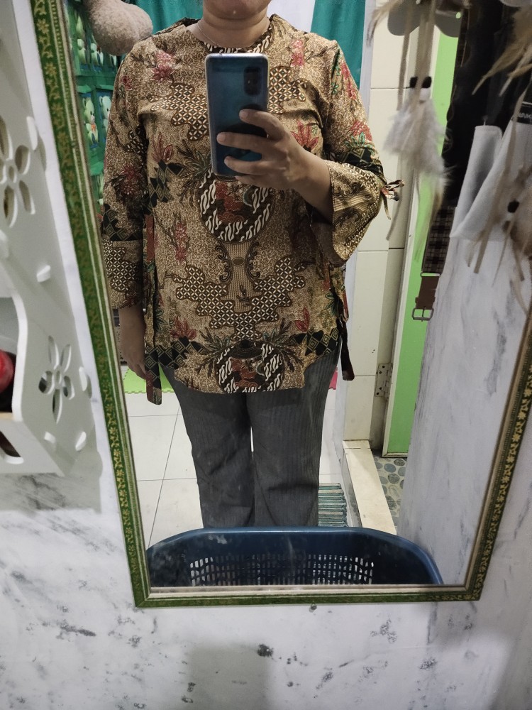 Batik Dolby Dolbi Dobby Doby Tenun Sutra Tulis Katun Atbm Baron Atasan Batik Wanita Sogan Srg308