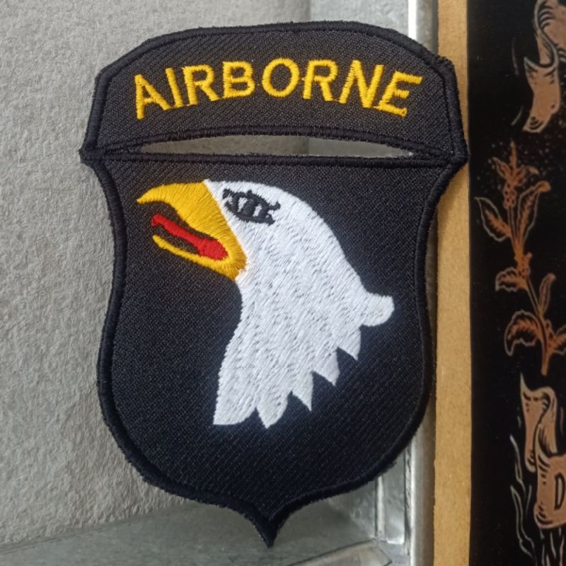 Bordir Patch US ARMY 101st Airborne Screaming Eagle Desert Airsofter Tactical PERBAKIN Emblem Jaket 