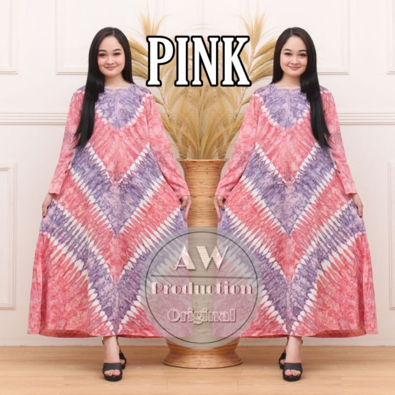 0Daster Kaos Batik Jumbo Busui Abstrak Tie Dye Jumputan Lengan Panjang Jumbo Batik