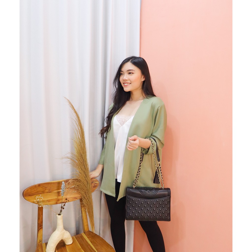 COTTONBELLS JAKET CASUAL SCUBA WANITA VIANNA PLAID OUTER ( HV - J 926 )-1