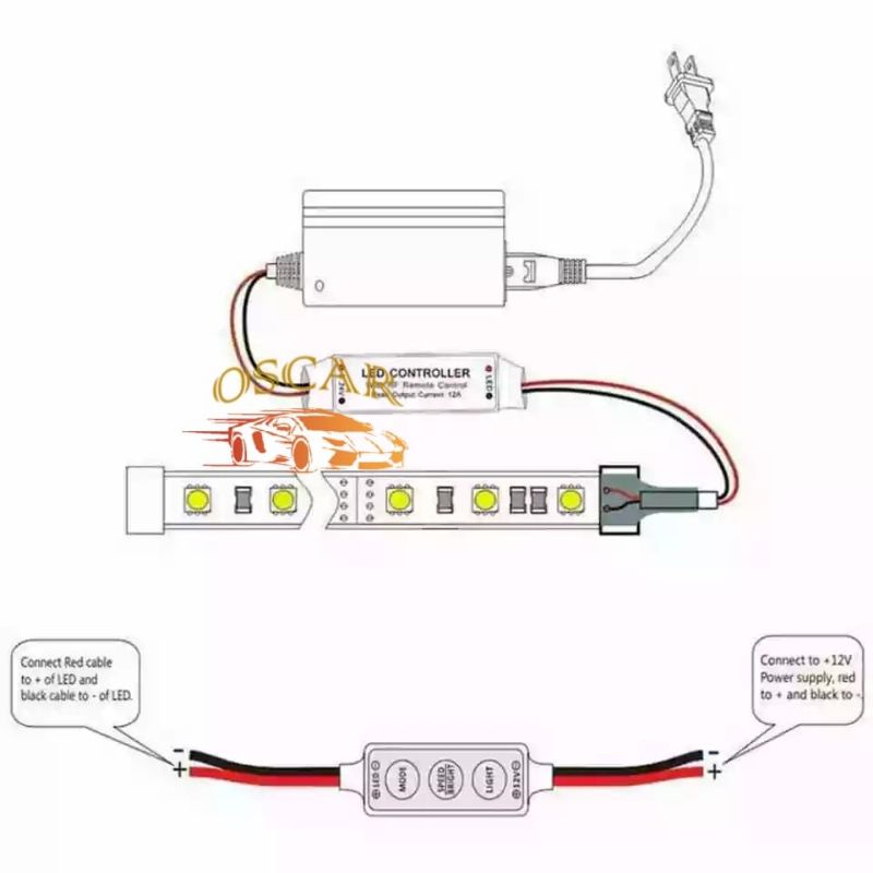 Modul Led Mini Dimmer Controller Kedip Strobo 6 Mode 6 Speed 12-24V 6A Mini Single Color LED Control