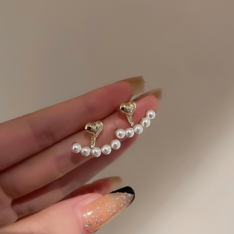 Anting Mutiara Model Melengkung Untuk Wanita korea emas earrings