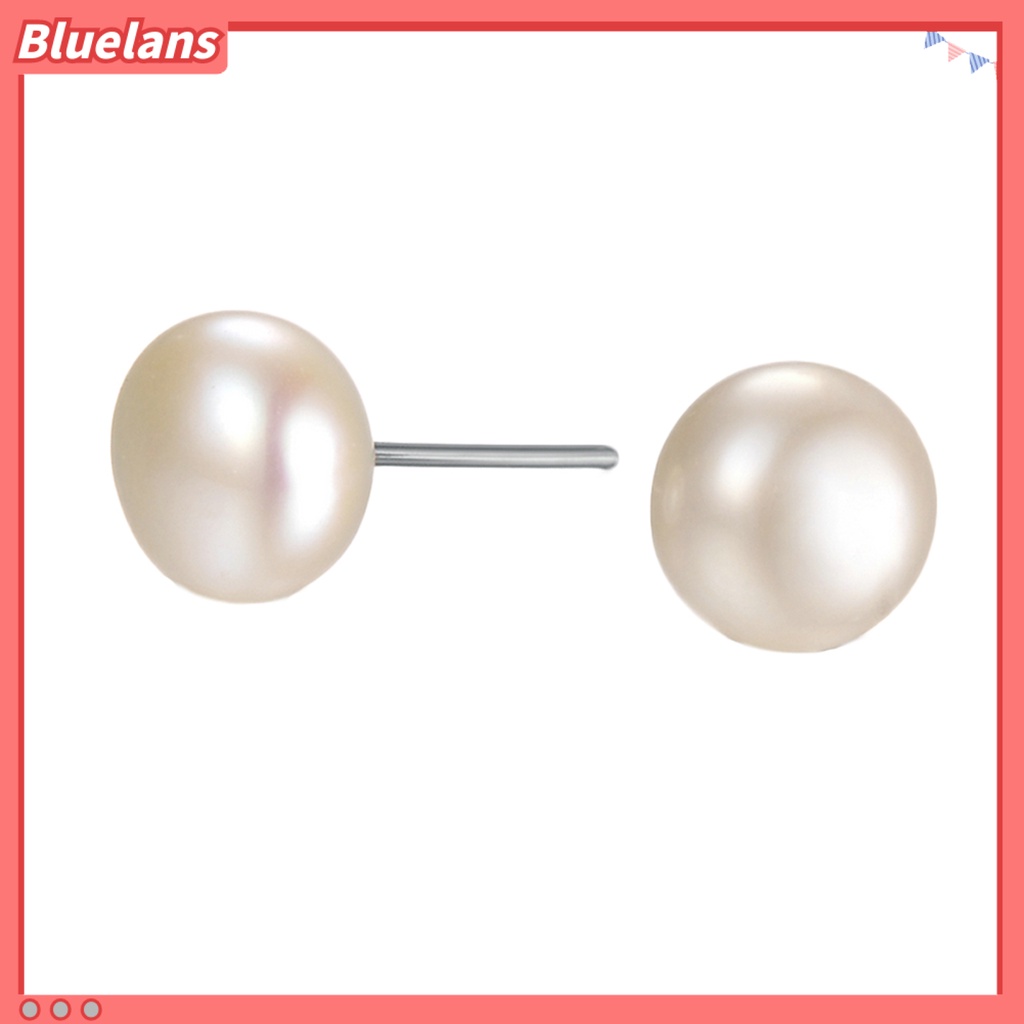 Bluelans Earrings Simple Easy Matching Women Round Faux Pearl Ear Studs