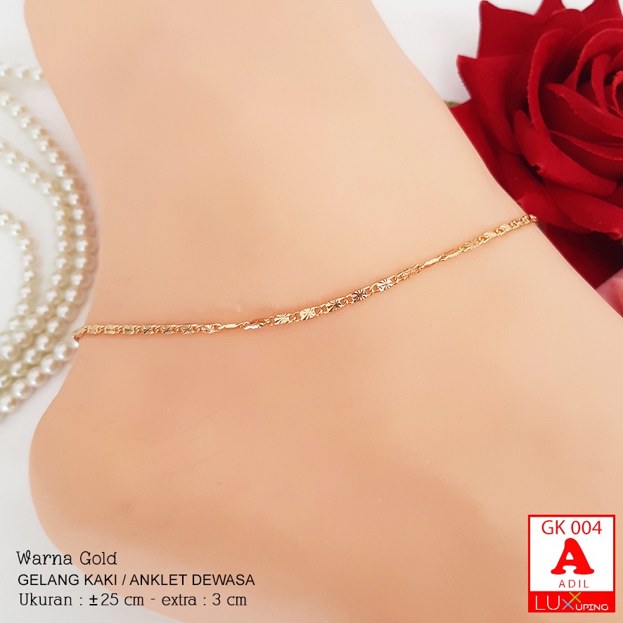 GK 004  Gelang Kaki Polos Biji Lada Perhiasan Lapis Emas Anklet Xuping Gold Luxx Xuping