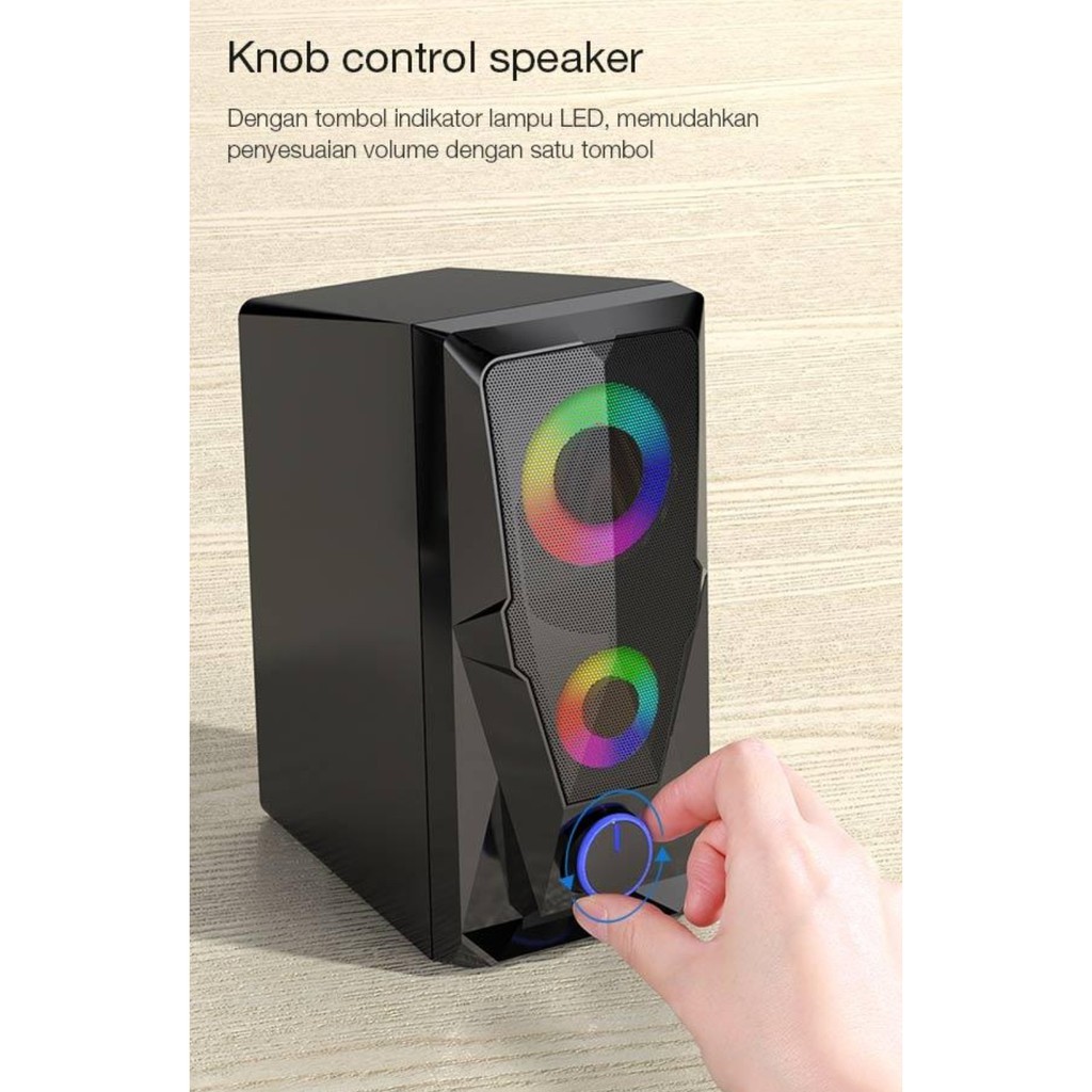 Speaker Aktip Stereo Gaming LED RGB Flow Lighting Effect R200