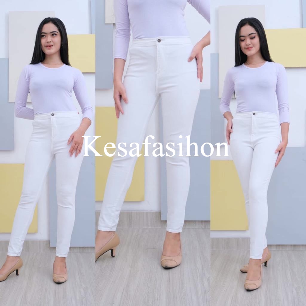 CELANA JEANS HIGH WAIST ONE BUTTON // CELANA JEANS HIGHWAIST KANCING SATU POLOS