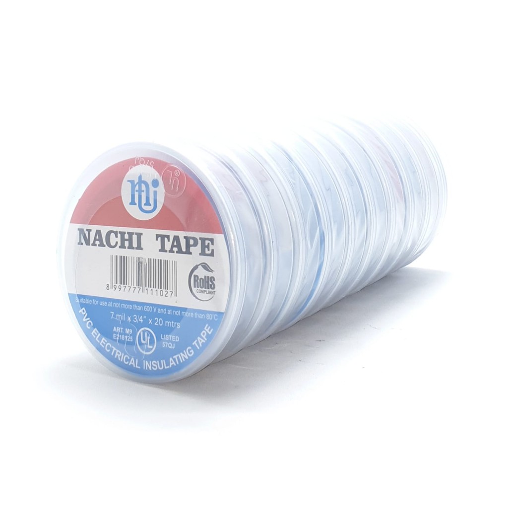 @10 Pcs (1 Slop) Nachi Isolasi Kabel Listrik PVC Warna BIRU 20M Kualitas PREMIUM