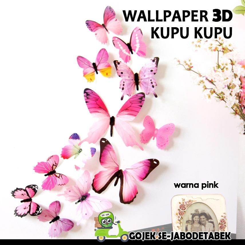 sticker dinding 3D kupu-kupu, wall sticker 3D