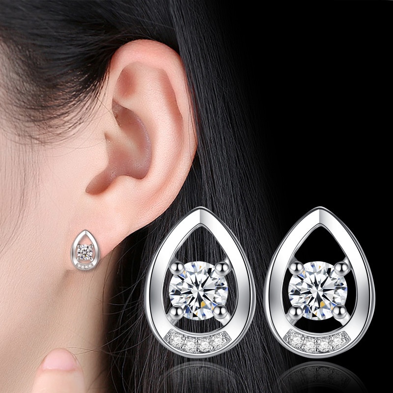 Anting Perak 925 Wanita Setetes Air Biji Fashion Perhiasan/Subang Telinga anting perempuan