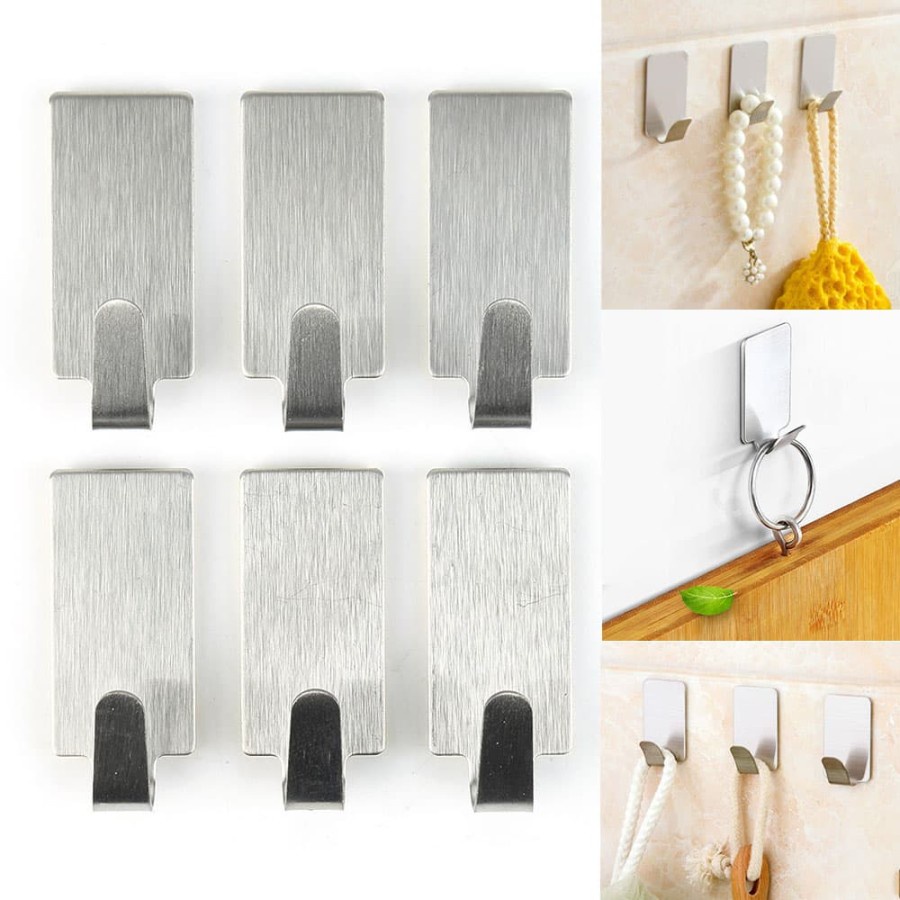 Stainless Steel Adhesive Wall Hanger (6pcs)