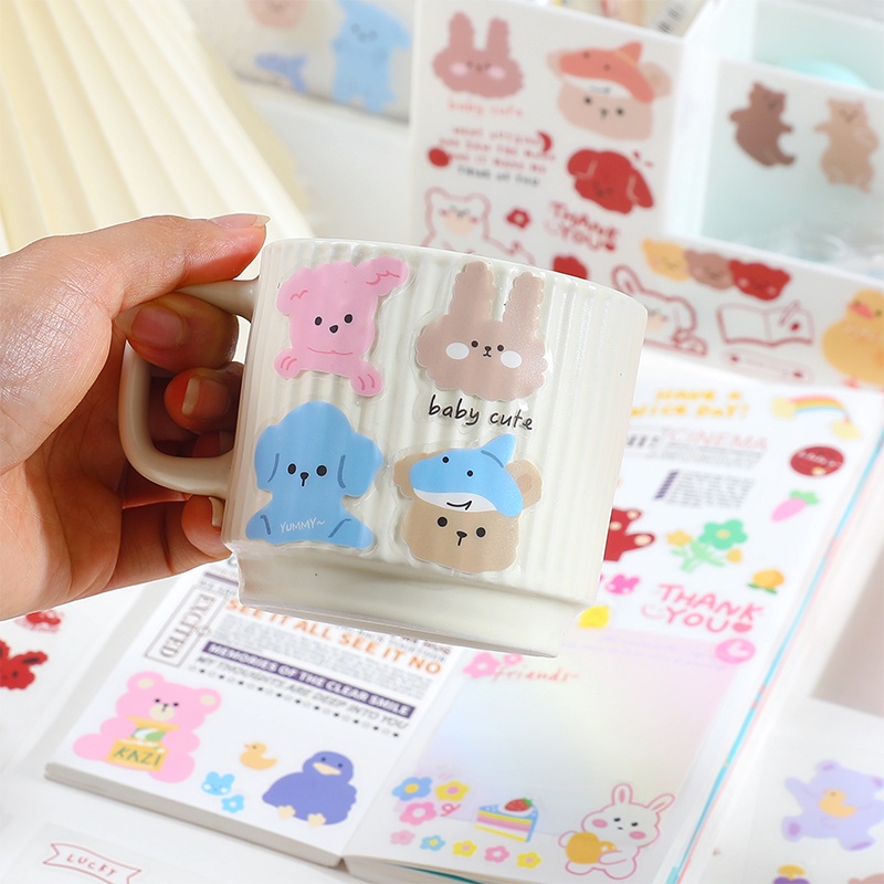 100 Lembar Stiker Motif Kartun Beruang Lucu Untuk Dekorasi Handbook DIY