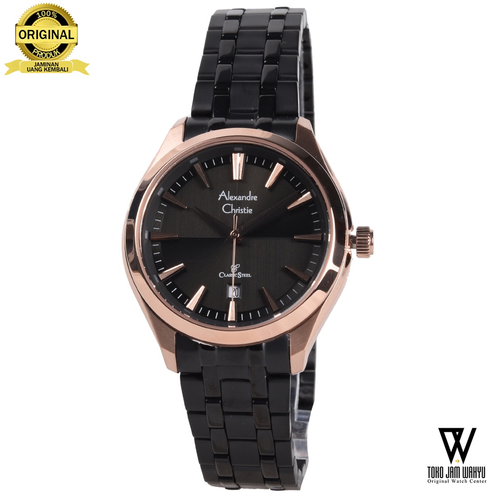 Alexandre Christie 8646 LDBBRBA Jam Tangan Wanita - Rosegold - Black Stainless Steel Bracelet