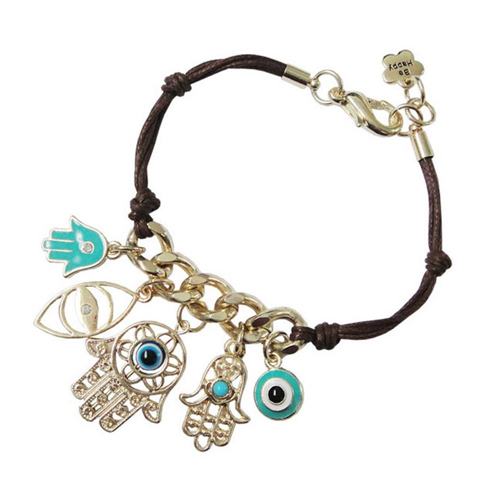 PREVA Bracelet Fashion Women Knit Link Hand of Fatima Hamsa