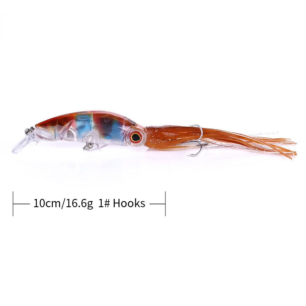 HENGJIA 1pcs 10cm/16.6g Cumi Umpan Pancing Squid Swimbait Fishing Lure With Soft Lure Ikan Kail 8 Color Sharp 1# Hook