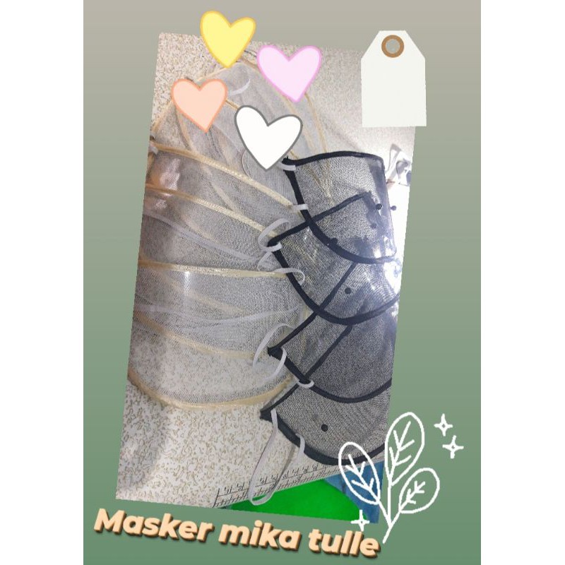 Masker Mika tile polos / Masker Transparan wedding pengantin HOST