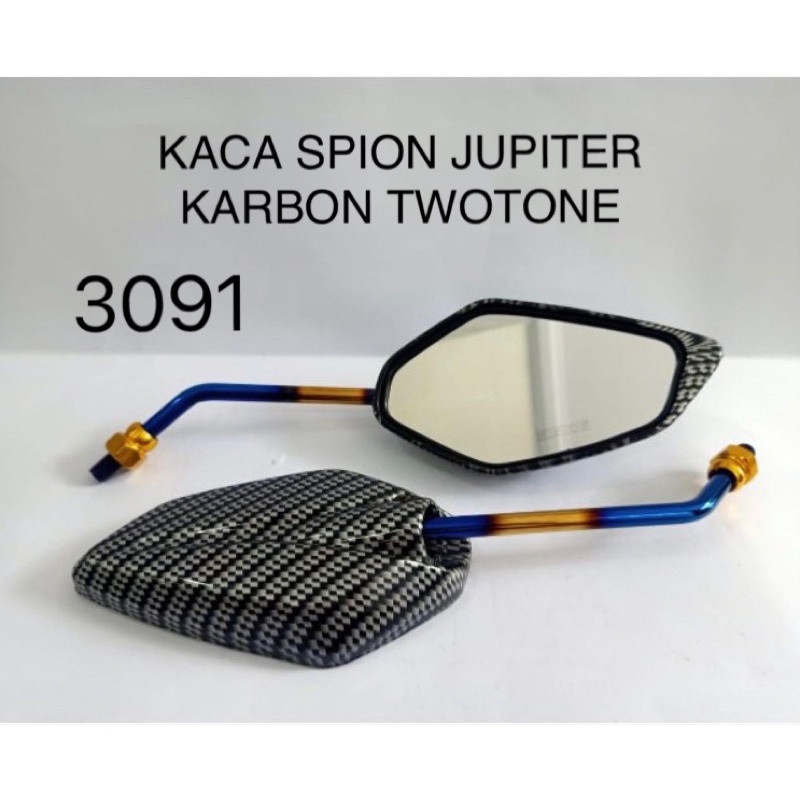 spion variasi jupiter carbon tangkai panjang twotone cocok untuk semua motor yamaha