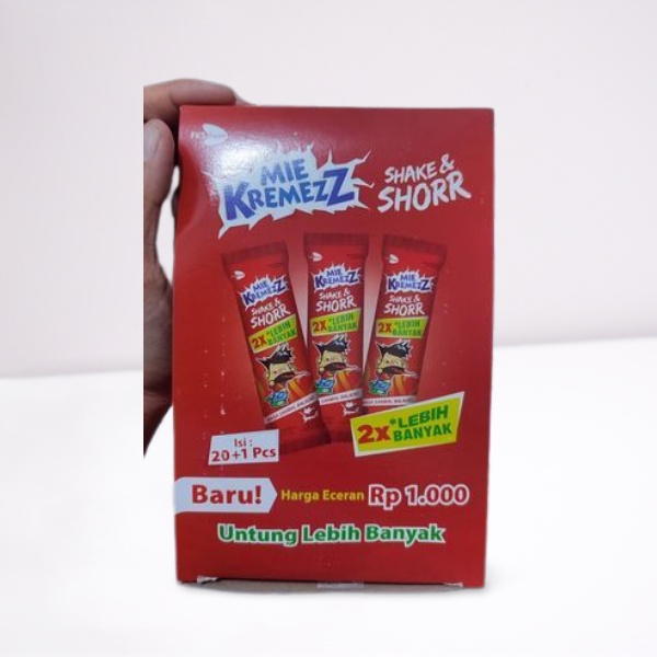 Mie Kremezz Shake and shorr Box ecer 1000 (1 Box isi 20 pcs + 1 pcs) selama promo berlaku