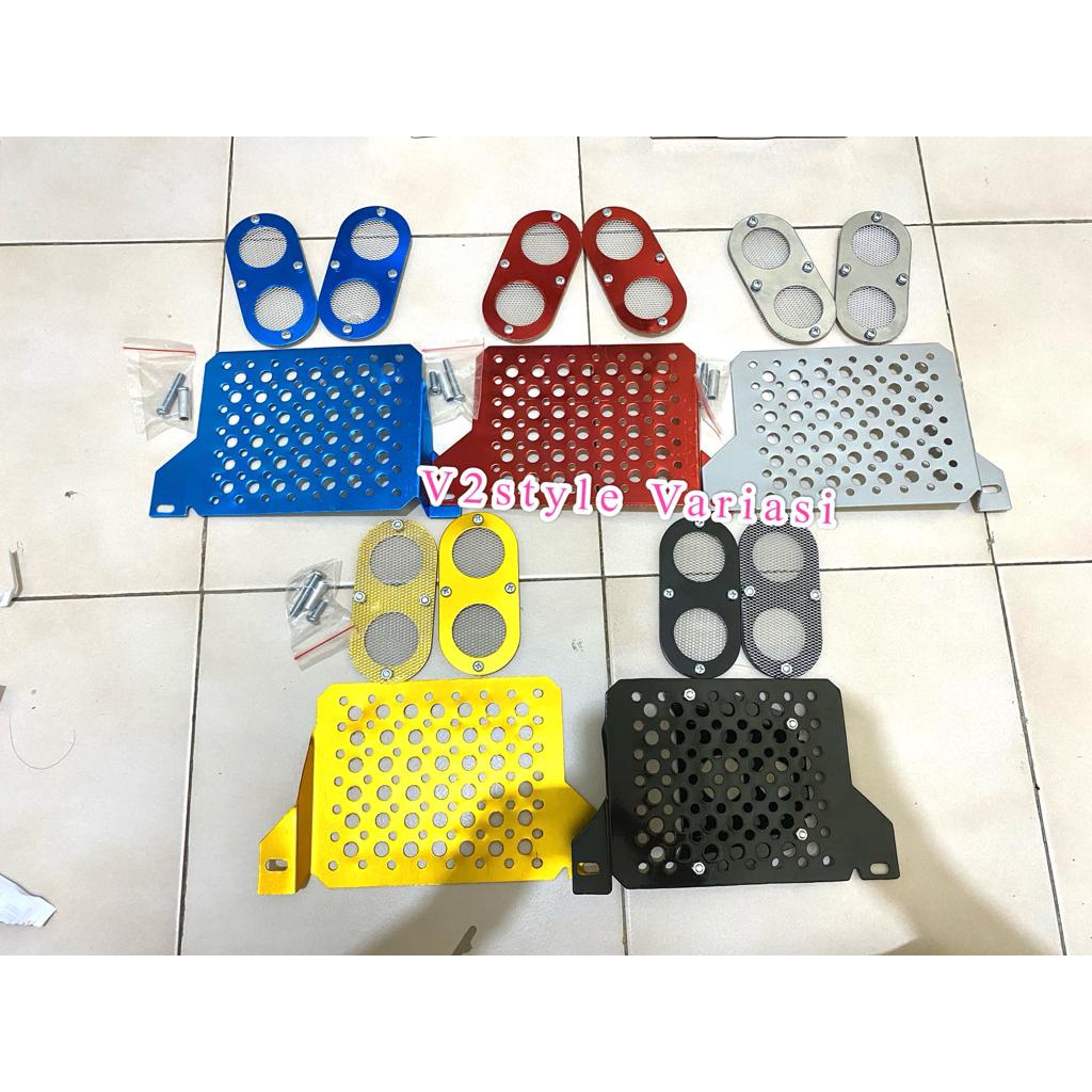 SET COVER RADIATOR + DIFUSER VENTILASI UDARA YAMAHA ALL NMAX NEW OLD LEXI SOUL ALL AEROX CONNECTED 155 BARU LAMA DIFFUSER AIR VENTILATOR TUTUP RADIATOR ALUMINIUM TEBAL GOLD MERAH BIRU SILVER CHROME HITAM TEBAL SET BAUT BOSHING PNP VARIASI LOMBA MOTOR