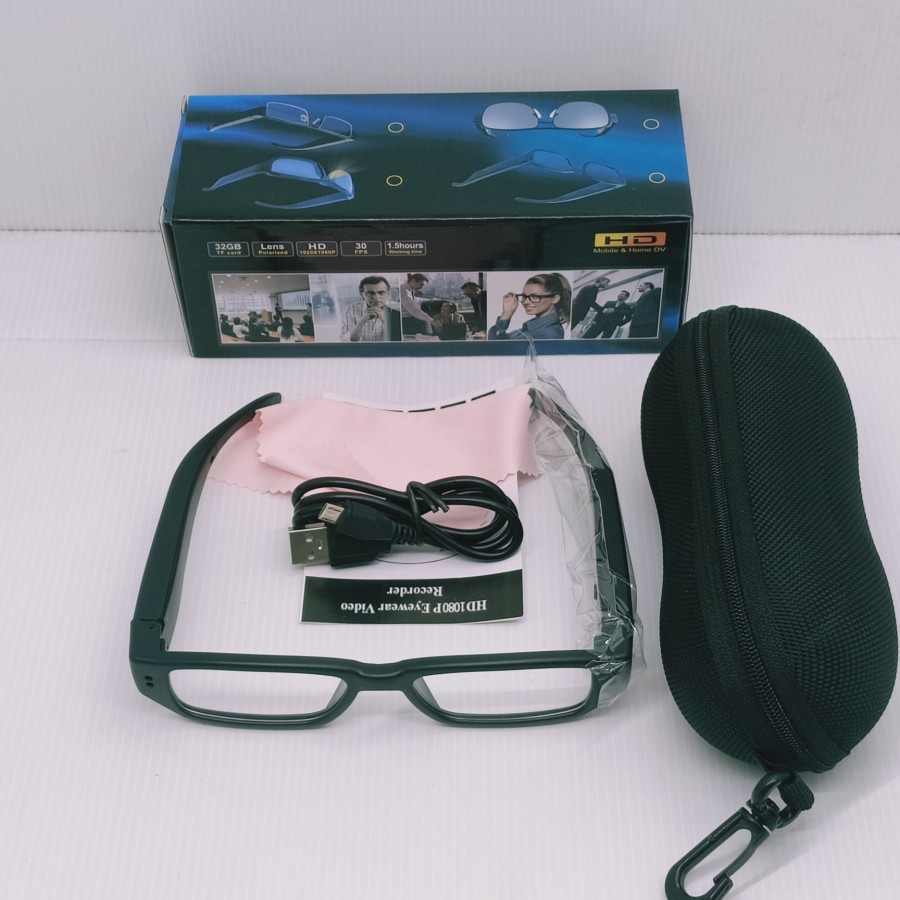 Spy cam 1080P Full HD Kamera Pengintai Model Kacamata - Hitam-1