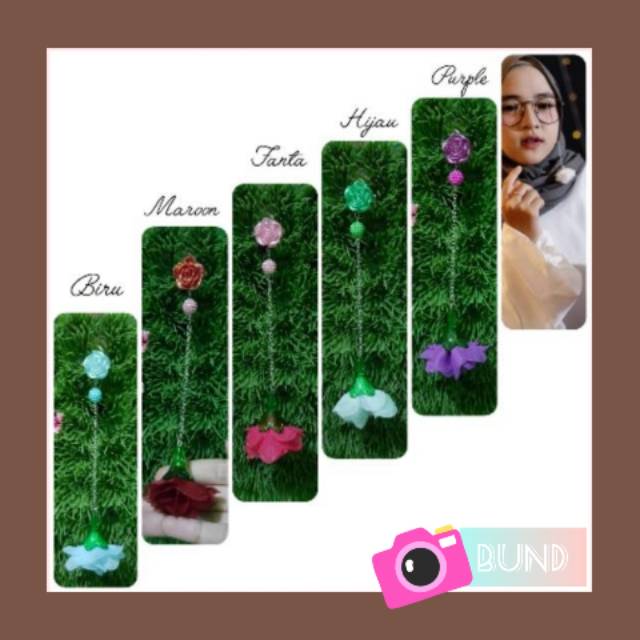 BUN - B065J BROS MOTIF BUNGA FRILL PENITI JILBAB PINBROS ANTING HIJAB