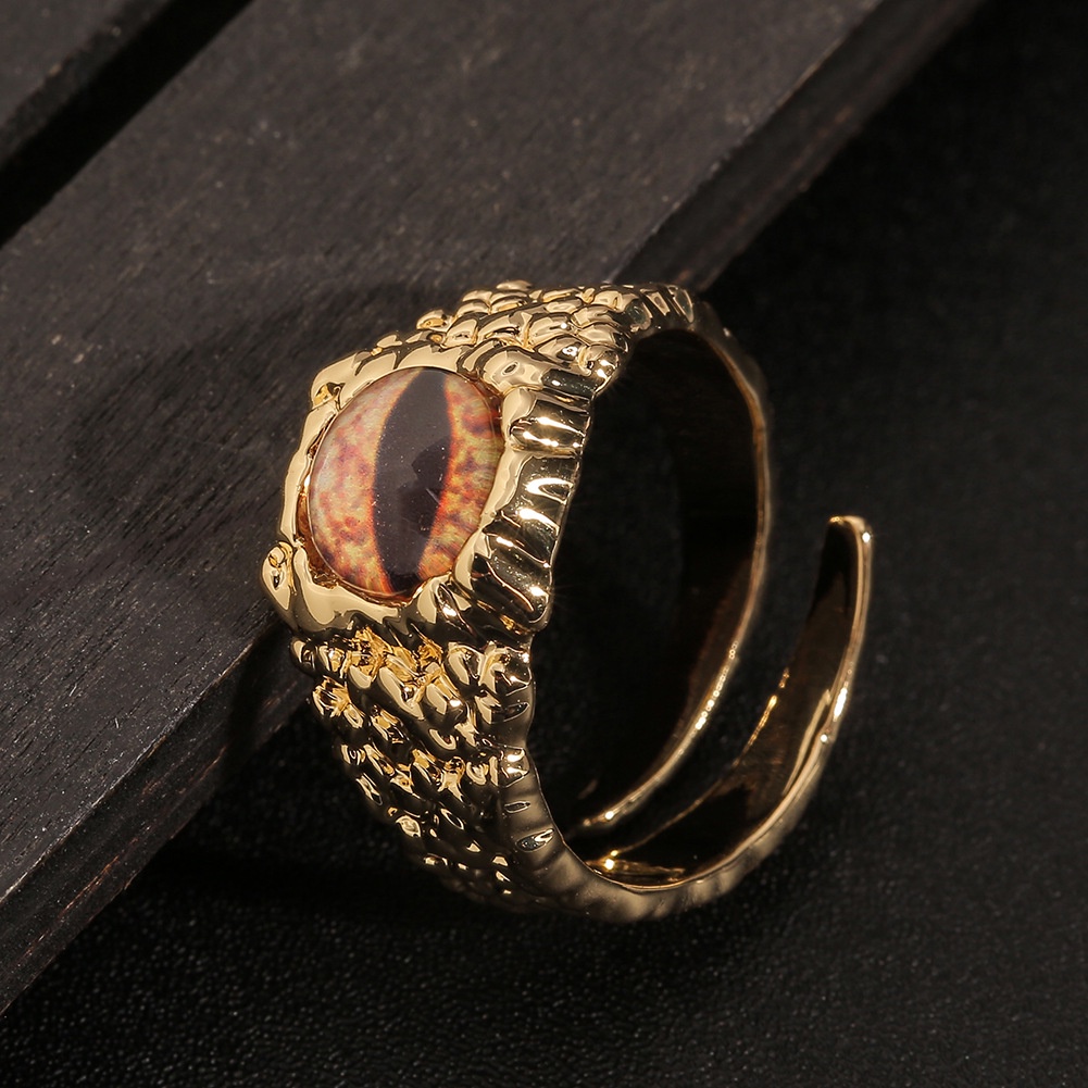 Perhiasan tangan tembaga berlapis emas vintage Iblis Mata pria dan wanita buka ekor cincin