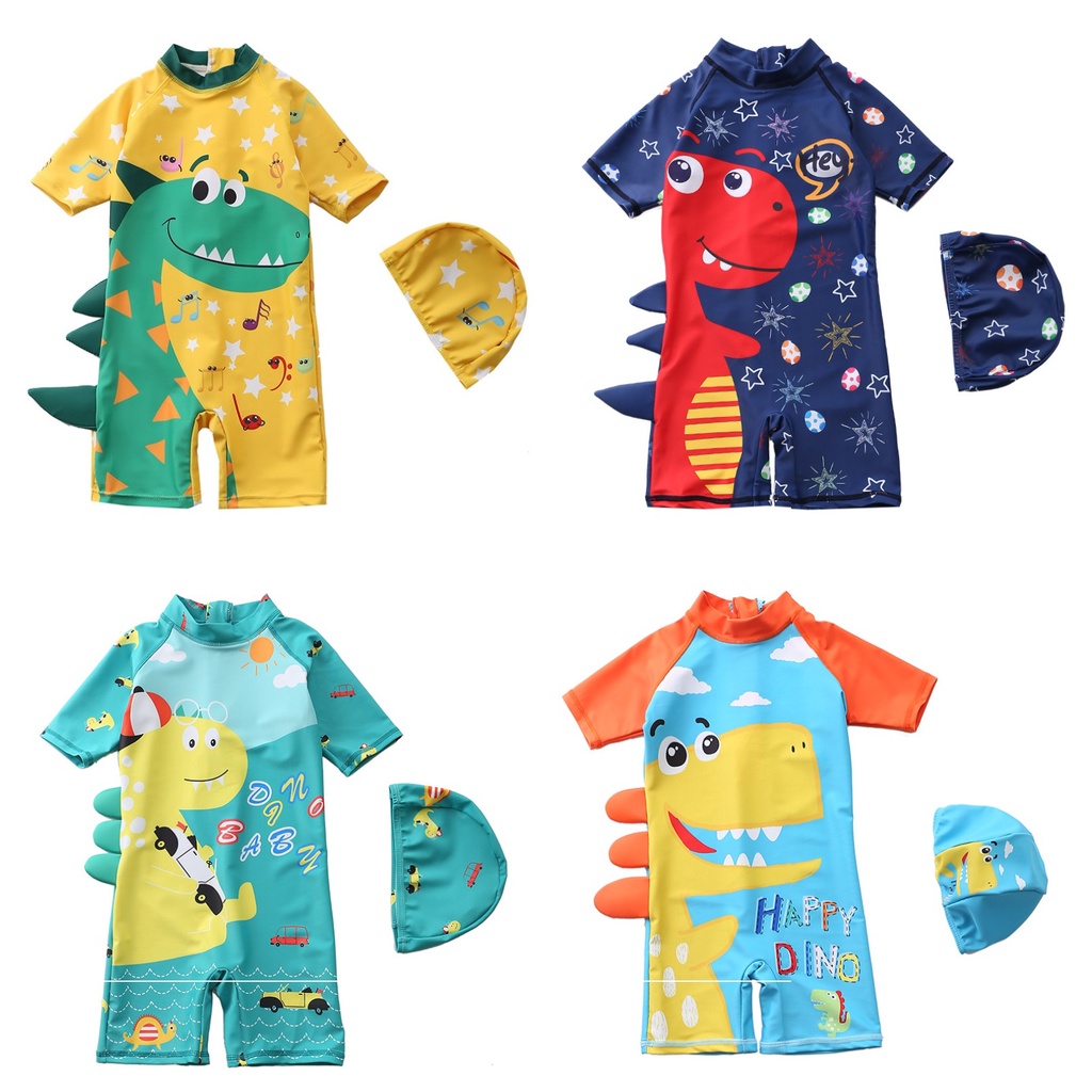 NEW Set baju dan celana renang anak  motif dino baru