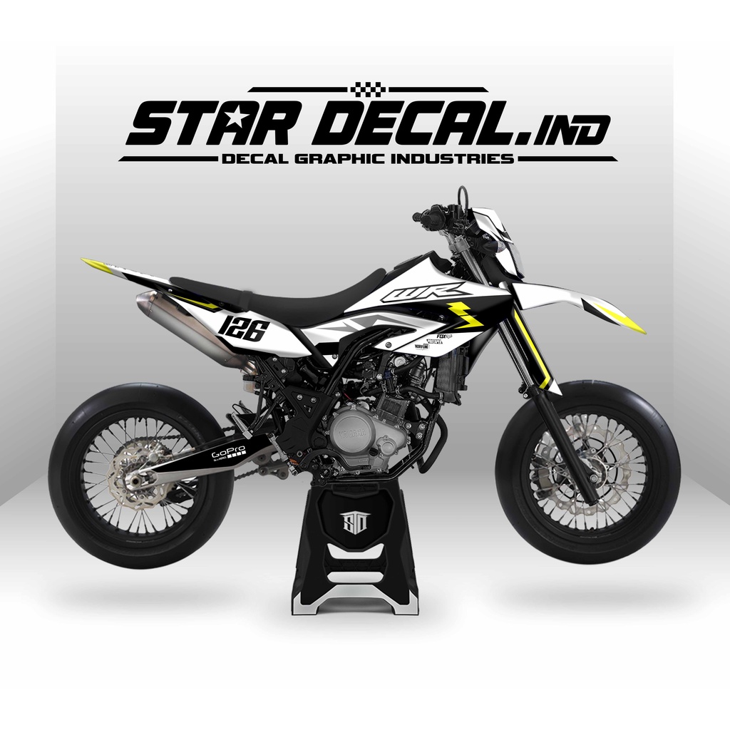 Stiker Motor Yamaha WR 155  full body Decal Motor WR 155  full body Putih Hitam 3
