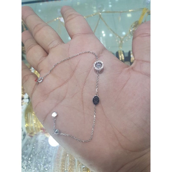 gelang rantai serut dancingstone emas 750