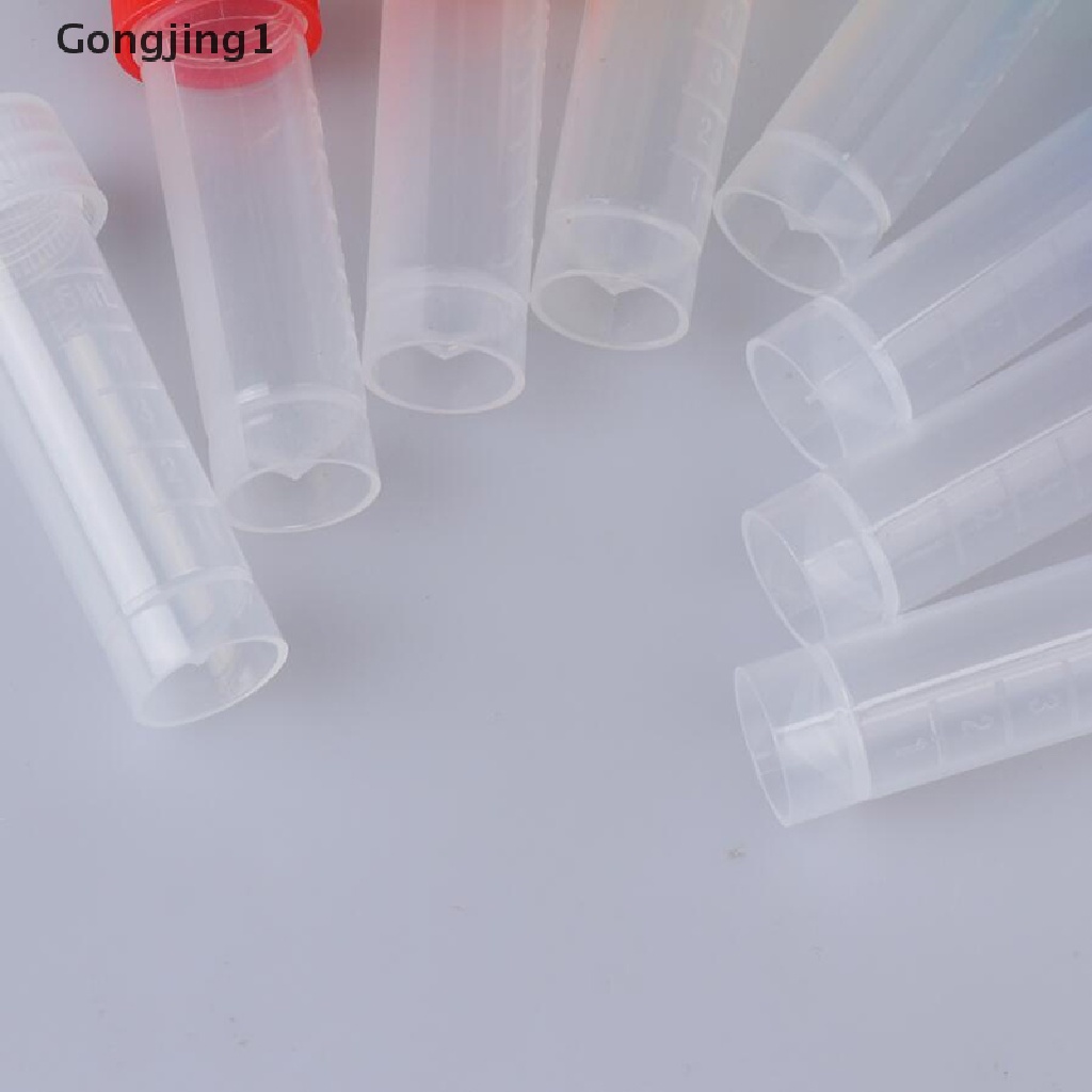 Gongjing1 10Pcs Tabung Reaksi 5ml Bahan Plastik Dengan Tutup Ulir