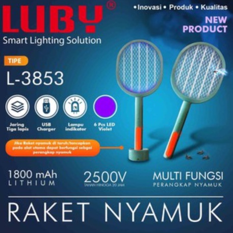 RAKET NYAMUK LUBY L-3853 (Raket Nyamuk Perangkap Multi Function)