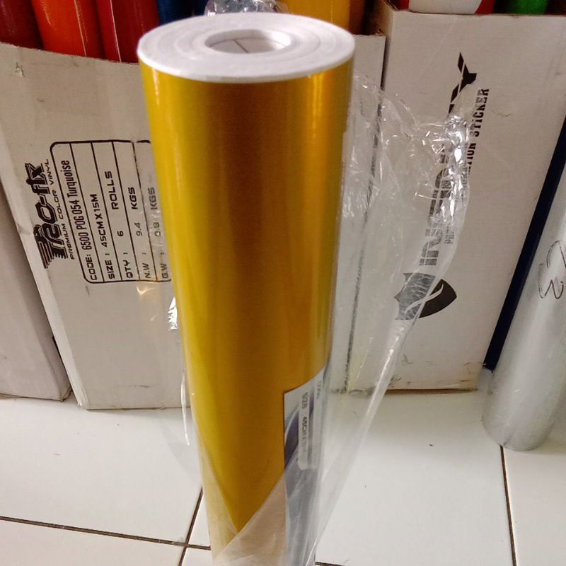 sticker skotlet stiker scotlet kuning metalik glossy