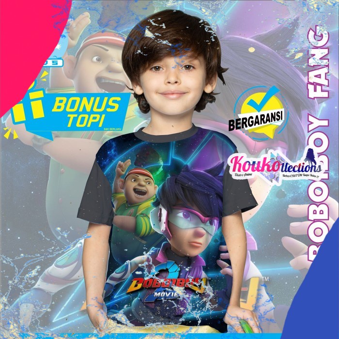 Baju Kaos Anak Boboiboy FANG (B9) ((+BONUS TOPI MINIMAL ORDER 5pcs)) - S