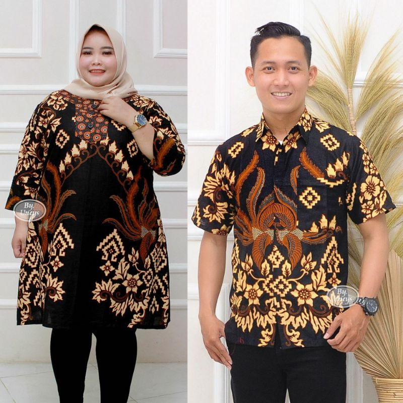 COUPLE FAMILY JUMBO 5L BIGSIZE LD 140CM GAMIS BATIK SERAGAM KELUARGA MOTIF BOROBUDUR SOGAN KOMBINASI