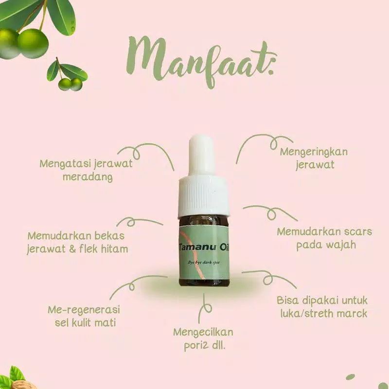 TAMANU OIL ISI 8ML TERMURAH PURE ORGANIC 100% BERSERTIFIKAT