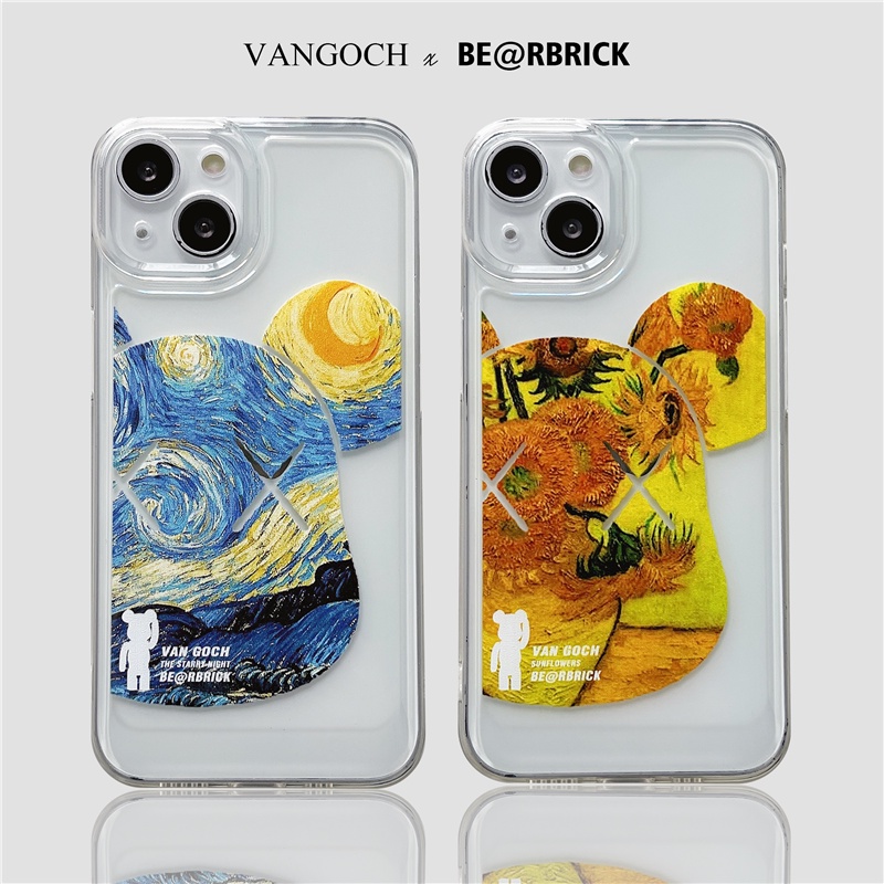 Case Transparan Motif Lukisan Cat Minyak Beruang Terkenal Untuk iPhone 13 13 Pro Max 12 Pro Max 11 X Xr Xs Max Xr 7 8 Plus