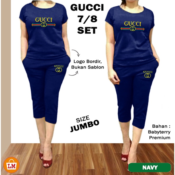 TERMURAH TERLARIS Baju Setelan Olahraga Senam Training Wanita Celana GCI 7/8 Set BORDIR LMS 28256