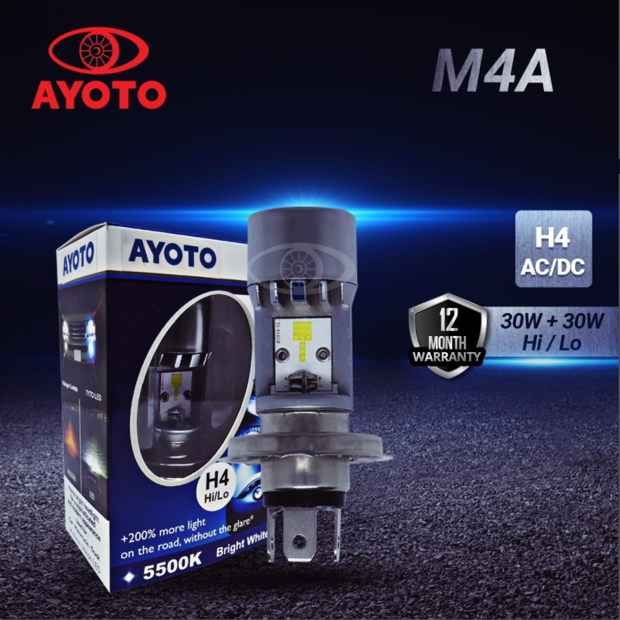 Lampu Mobil &amp; Motor LED AYOTO H4 HS1 30 + 30WATT M4A Original