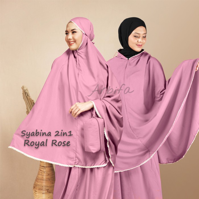 Mukena Traveling Ponco 2 in 1 Ukuran Dewasa Katun premium - Royal Rose